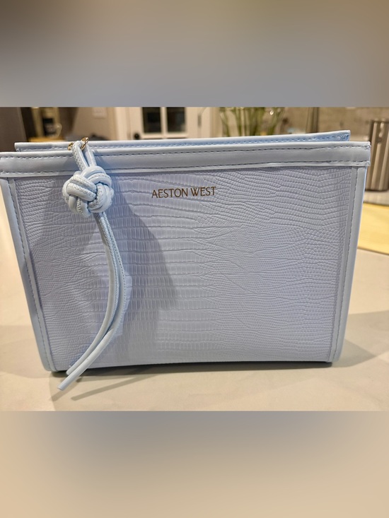 Aeston West Handbags - Aeston West Voyage Bag - Clutch Women's Light Blue Textured - Vegan Leather -